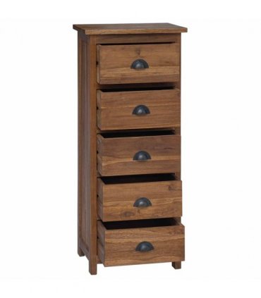 vidaXL Chest of Drawers Natural 45 x 35 x 110 cm Solid Teak Wood