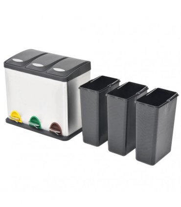 vidaXL Recycling Pedal Bin Garbage Trash Bin Stainless Steel 24 L