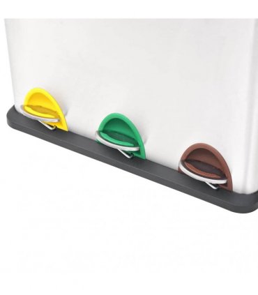 vidaXL Recycling Pedal Bin Garbage Trash Bin Stainless Steel 24 L