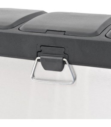 vidaXL Recycling Pedal Bin Garbage Trash Bin Stainless Steel 24 L