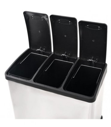 vidaXL Recycling Pedal Bin Garbage Trash Bin Stainless Steel 24 L