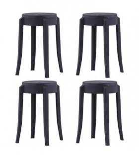 vidaXL Stackable Stools 4 pcs Black Plastic