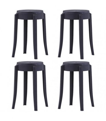 vidaXL Stackable Stools 4 pcs Black Plastic