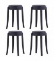 vidaXL Stackable Stools 4 pcs Black Plastic