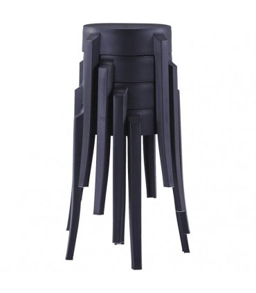 vidaXL Stackable Stools 4 pcs Black Plastic