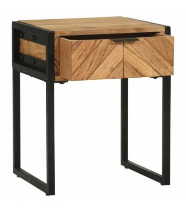 vidaXL Bedside Table Brown 40 x 35 x 50 cm Solid Acacia Wood and Metal