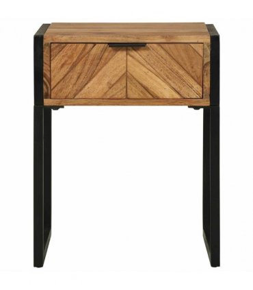 vidaXL Bedside Table Brown 40 x 35 x 50 cm Solid Acacia Wood and Metal