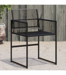 vidaXL Garden Chairs 4 pcs Black Poly Rattan