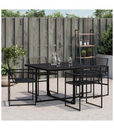 vidaXL Garden Chairs 4 pcs Black Poly Rattan