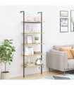vidaXL 5-Tier Leaning Shelf Light Brown and Black 64x35x185 cm