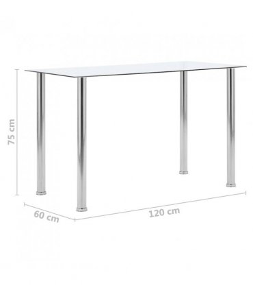 vidaXL Dining Table Transparent 120x60x75 cm Tempered Glass