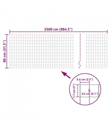 vidaXL Euro Fence Steel 25x0.8 m Grey