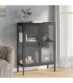 vidaXL Sideboard Black 75x35x105 cm Glass and Steel