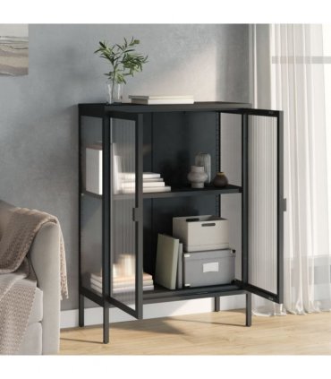 vidaXL Sideboard Black 75x35x105 cm Glass and Steel