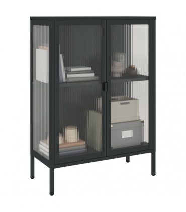 vidaXL Sideboard Black 75x35x105 cm Glass and Steel