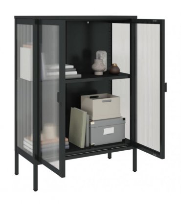 vidaXL Sideboard Black 75x35x105 cm Glass and Steel