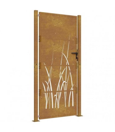 vidaXL Garden Gate 100x175 cm Corten Steel Grass Design