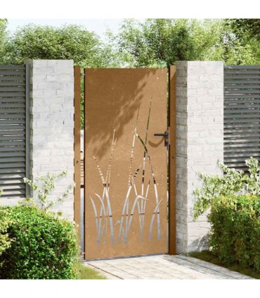 vidaXL Garden Gate 100x175 cm Corten Steel Grass Design
