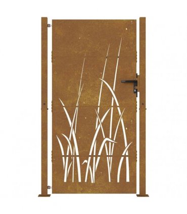 vidaXL Garden Gate 100x175 cm Corten Steel Grass Design