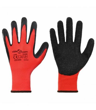 vidaXL Work Gloves 12 pcs Red and Black 8 / M Latex Coating