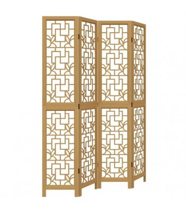 vidaXL Room Divider 4 Panels Brown Solid Wood Paulownia
