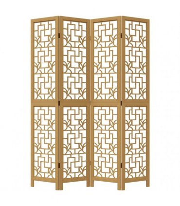 vidaXL Room Divider 4 Panels Brown Solid Wood Paulownia