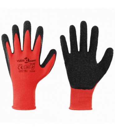 vidaXL Work Gloves 12 pcs Red and Black 7 / S Latex Coating