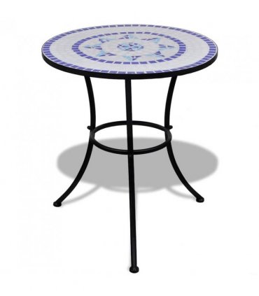 vidaXL Patio Furniture | Blue and White | Powder-coated iron and ceramic tile