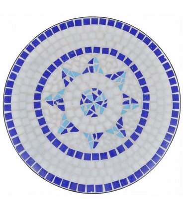 vidaXL Patio Furniture | Blue and White | Powder-coated iron and ceramic tile