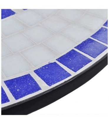vidaXL Patio Furniture | Blue and White | Powder-coated iron and ceramic tile