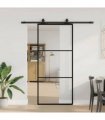 vidaXL Sliding Door with Hardware Set Black 90x205 cm ESG Glass