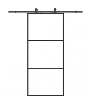 vidaXL Sliding Door with Hardware Set Black 90x205 cm ESG Glass