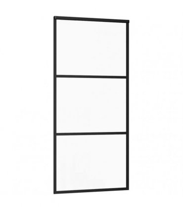 vidaXL Sliding Door with Hardware Set Black 90x205 cm ESG Glass