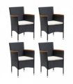 vidaXL Garden Dining Chair | Set of 4 | Black