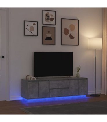 vidaXL TV Cabinet with LED Lights Concrete Grey 160.5x41x50 cm