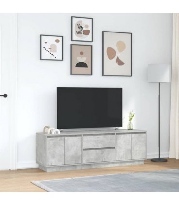 vidaXL TV Cabinet with LED Lights Concrete Grey 160.5x41x50 cm