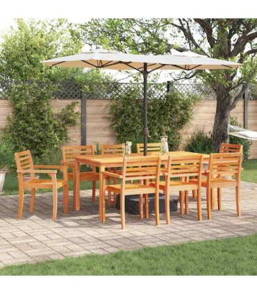 vidaXL Garden Dining Set 9 pcs Brown Solid Acacia Wood