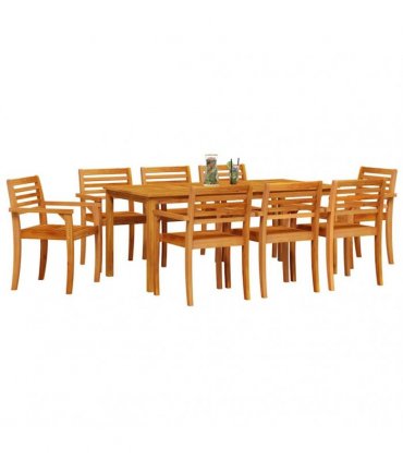vidaXL Garden Dining Set 9 pcs Brown Solid Acacia Wood