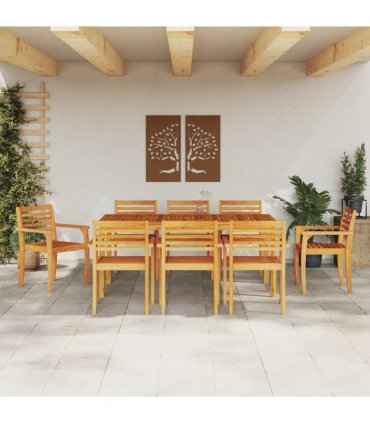 vidaXL Garden Dining Set 9 pcs Brown Solid Acacia Wood