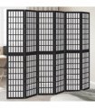 vidaXL Room Divider 6 Panels Black Solid Wood Paulownia