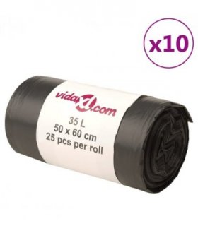 vidaXL Bin Bags 250 pcs Black 35 L