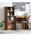 vidaXL Desk with Drawer with Shelf with Storage 2 pcs Old Wood