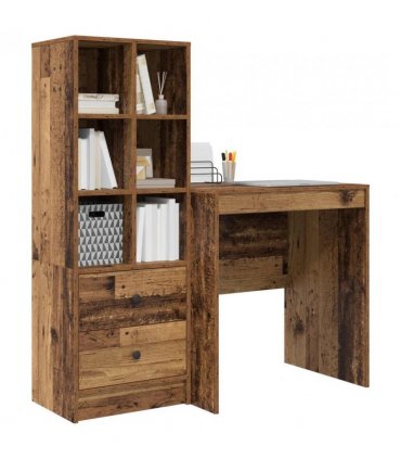 vidaXL Desk with Drawer with Shelf with Storage 2 pcs Old Wood