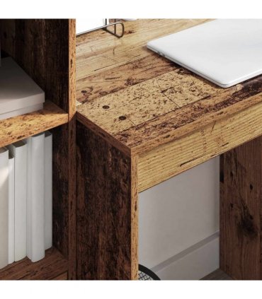 vidaXL Desk with Drawer with Shelf with Storage 2 pcs Old Wood