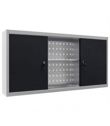 vidaXL Wall Mounted Tool Cabinet Industrial Style Metal Grey and Black