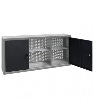 vidaXL Wall Mounted Tool Cabinet Industrial Style Metal Grey and Black
