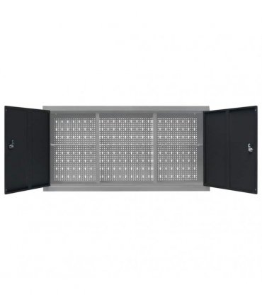 vidaXL Wall Mounted Tool Cabinet Industrial Style Metal Grey and Black