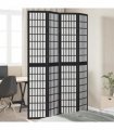 vidaXL Room Divider 4 Panels Black Solid Wood Paulownia