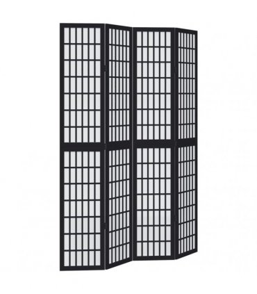 vidaXL Room Divider 4 Panels Black Solid Wood Paulownia