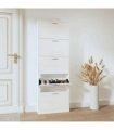 vidaXL Shoe Cabinet High Gloss White 59x17x169 cm Engineered Wood